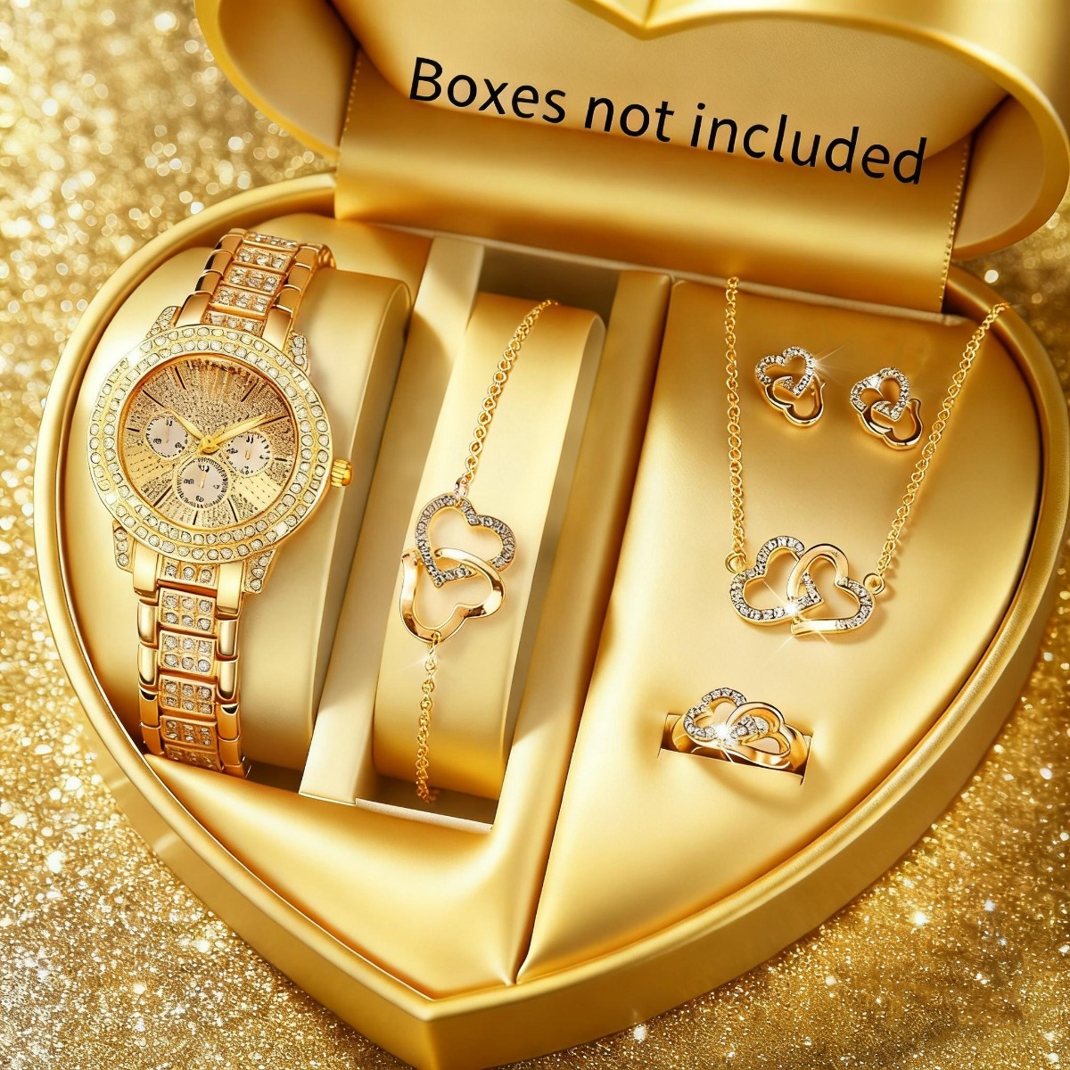 Jewelry Watches For Women - 6 個の高級ラインストーン女性用腕時計ジュエリーセットレディースファッション合金ストラップクォーツ腕時計リロイムヘールガールズクロック (箱なし)