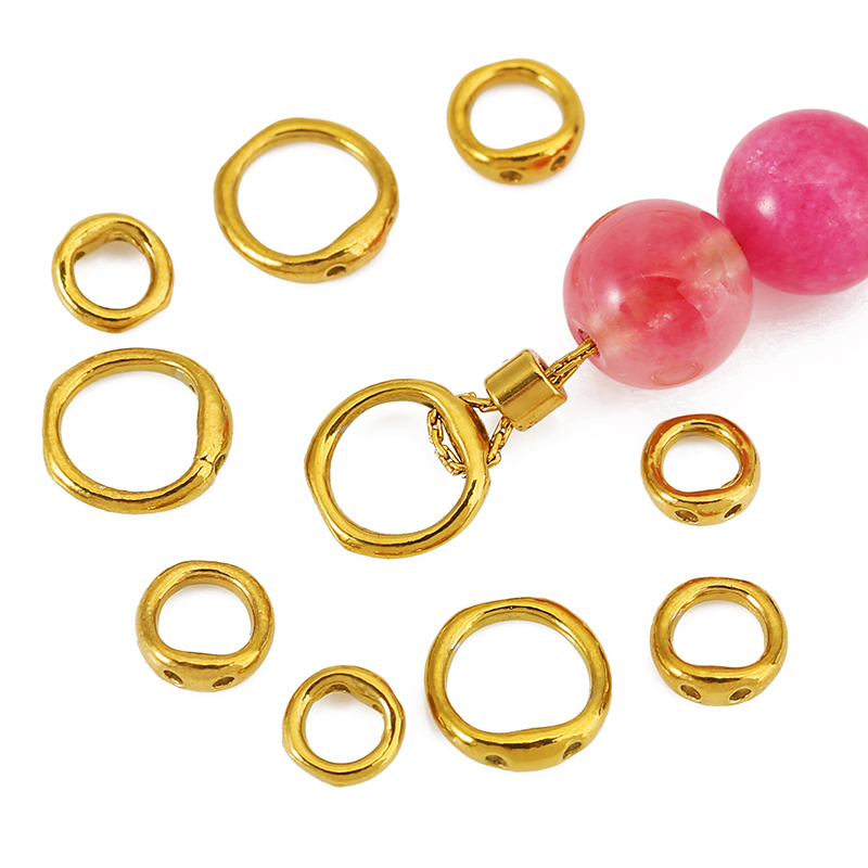 Charm Bracelet Beads - 30個入り 5/6/8mm ステンレス製ビーズ用アクセサリー ネックレス留め金具 ダブルホールエンドコネクター DIYジュエリー製作用フック