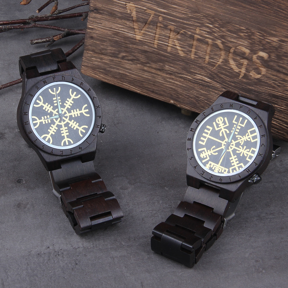 Jewelry Watches For Women - 男性と女性のための手作りの木製時計,金のhelmを備えた宝石類の時計