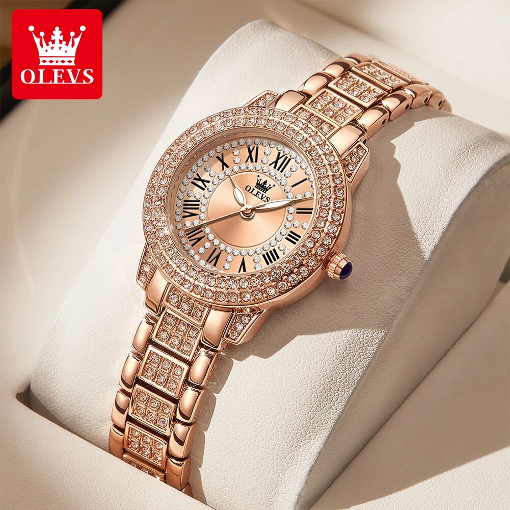 Jewelry Watches For Women - Olevs-レディースウォッチ,ラグジュアリークォーツ,エレガント,ステンレススチール,防水,オリジナル,9943