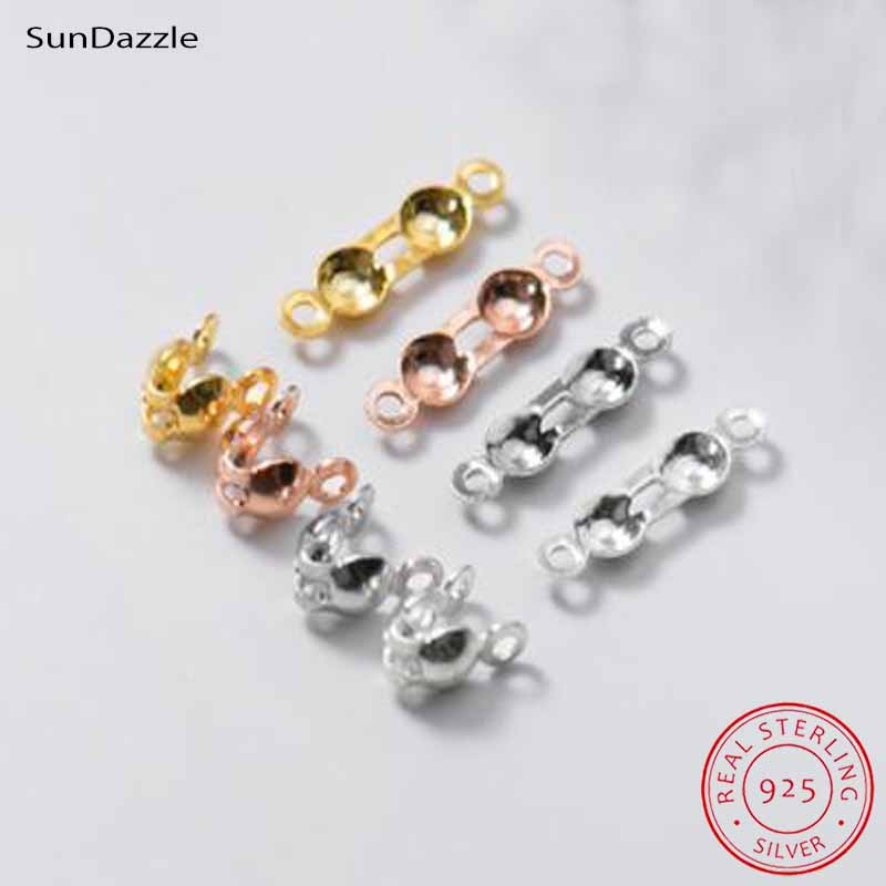 Charm Bracelet Beads - 4個入り 本物の純銀925製 クロージャーエンドビーズ クラスプ クリップ ゴールドクリンプコネクター
