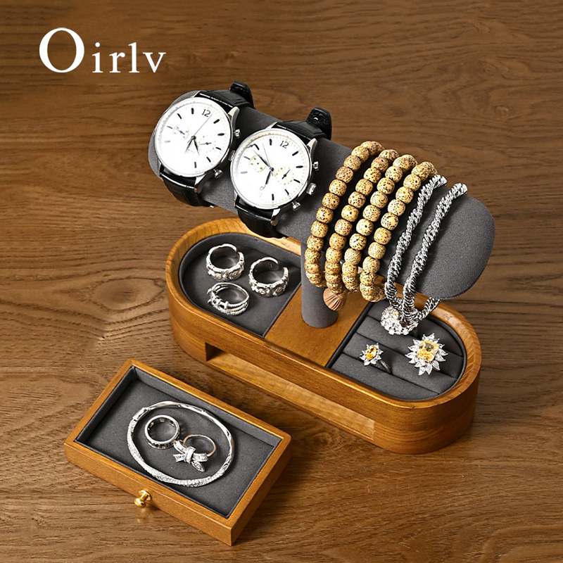 Jewelry Organizer Watches - Oirlv 無垢材時計オーガナイザー棚 T バー時計ホルダーオーガナイザーショーケースブレスレットバングルジュエリーディスプレイスタンド時計収納