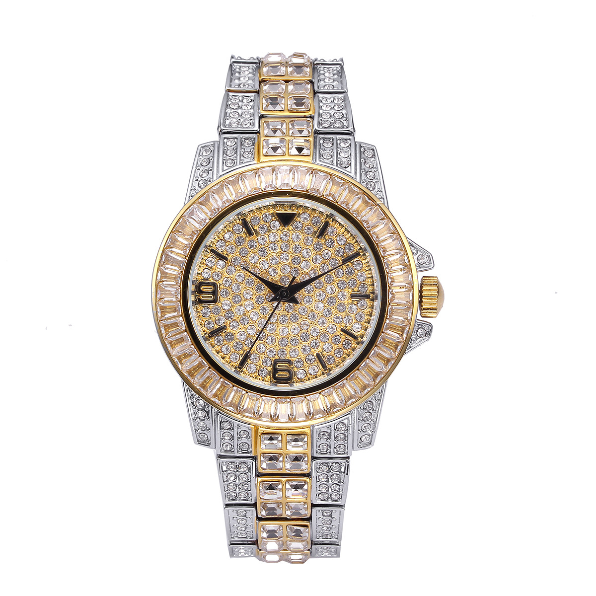 Jewelry Watches For Women - 高級フルストーンクォーツ腕時計男性女性ヒップホップゴールドファッション腕時計ビジネスジュエリーウォッチ時計ドロップシッピング