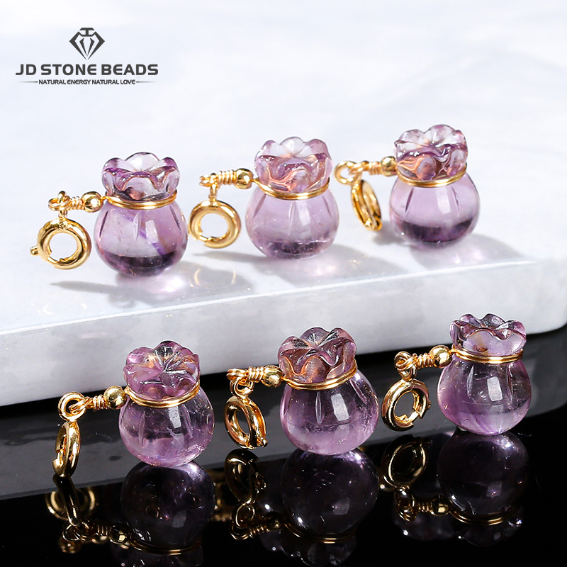 Fine Jewelry & Watches Photos - ジュエリー作り用の天然アメジストラッキーバッグ,銅のバックルペンダント,レイキの癒しの魅力,DIYネックレス,ブレスレットアクセサリー,1個