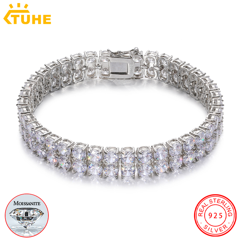 Tennis Bracelet Cubic - TUHE ユニセックス アイスアウト モアサナイト ダブルロウ テニスブレスレット