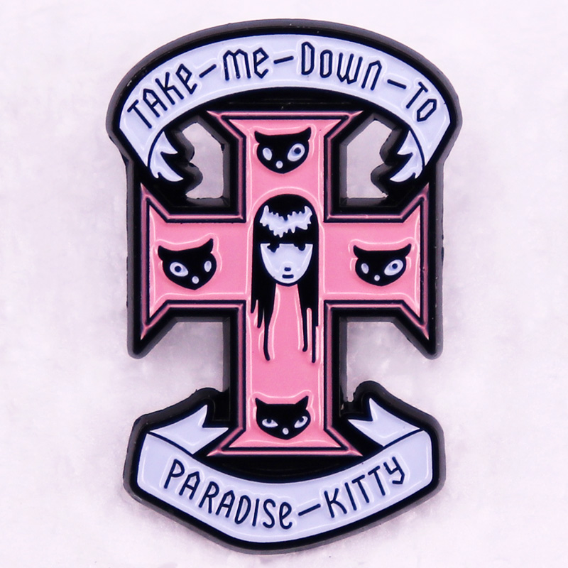 Paradise Jewelry & Watches Llc Miami Photos - Emily the strangeは、パラダイスバッジエナメルピンピンククロスブローチジュエリーに取っています