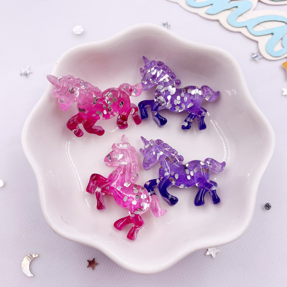 Paradise Jewelry & Watches Llc Miami Photos - 6 個カラフルな樹脂グリッター 3D ユニコーン馬ヒラタラインストーン結婚式のスクラップブック宝石置物 DIY ジュエリー工芸アクセサリー