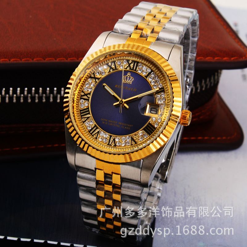 Jewelry Inspired Watches - 2016高級香港レジナルドブランド腕時計ゴールデンブルークォーツ時計ドレスパーティー50メートル防水男性女性恋人腕時計
