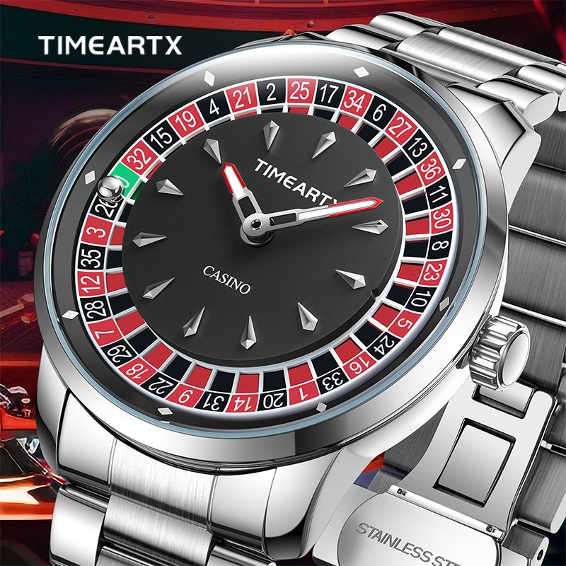 Jewelry Inspired Watches - TIMEARTX ブランドの新しい高級クォーツ時計男性用ヨーロッパルーレットポーカーゲーム腕時計