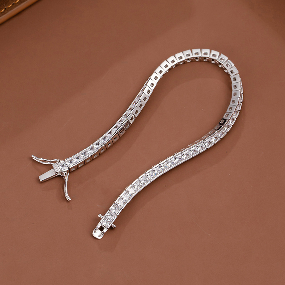 Tennis Bracelet Cubic - YLMyself 925 シルバーテニスブレスレット 15-19 センチメートル 3*3