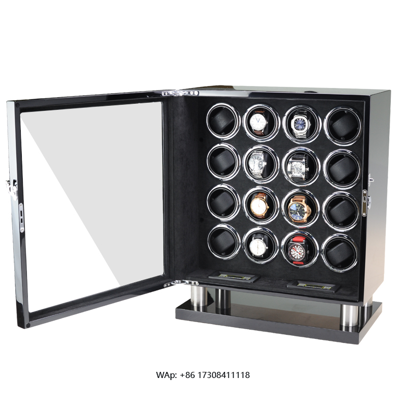 Automatic Watch Winder - 高級自動巻き時計ワインダー金庫 木製時計ボックス 静音モーター 調整可能なモード 時計収納巻き上げケース