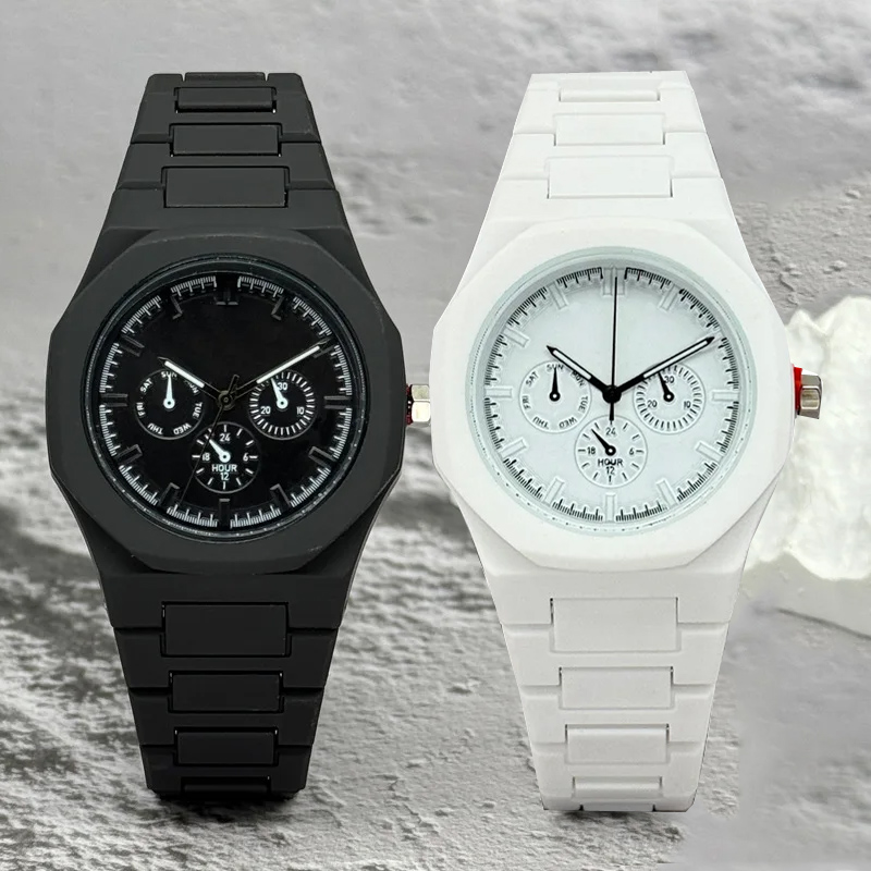 Jewelry Inspired Watches - 有名なブランド偽三目ダイヤル男性女性腕時計ファッションクォーツ時計カジュアルプラスチックバンドレディース腕時計高級時計