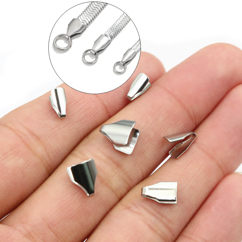 100個ステンレス鋼2-7mmフラットコード圧着エンドビーズ - Charm Bracelet Beads のレビューと価格