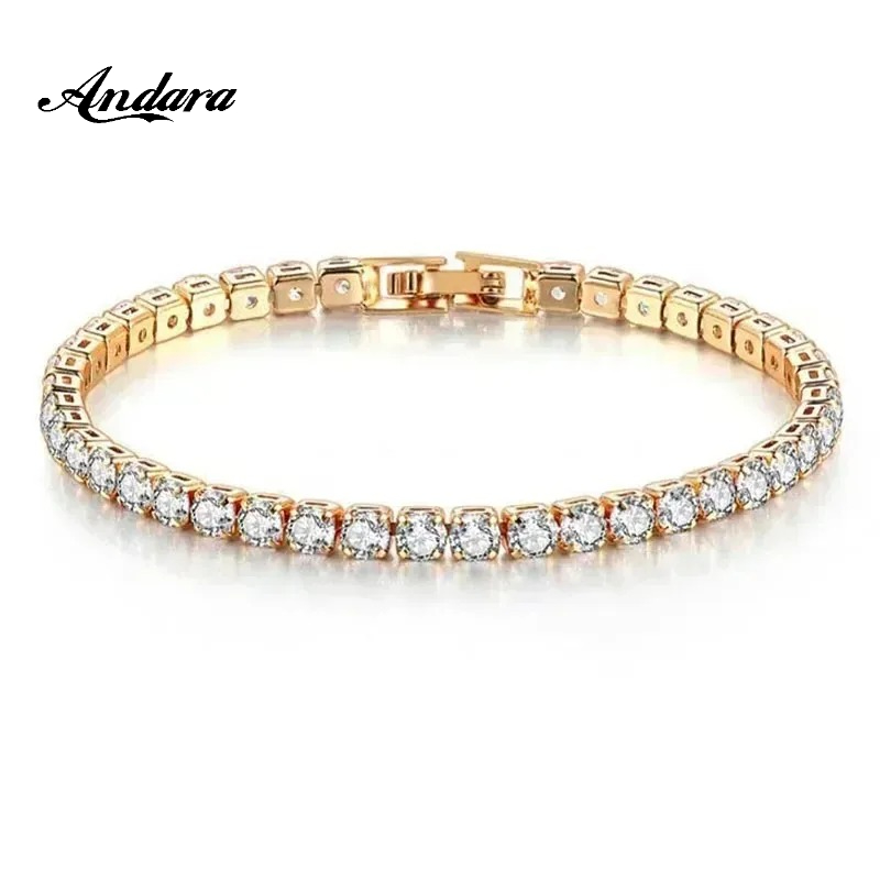 925 スターリングシルバー ローズゴールド テニスブレスレ - Tennis Bracelet Cubic のレビューと価格
