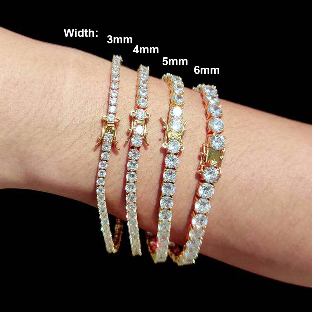 ニューヨークファッション 3/4/5/6mm テニスチェーン - Tennis Bracelet Cubic のレビューと価格