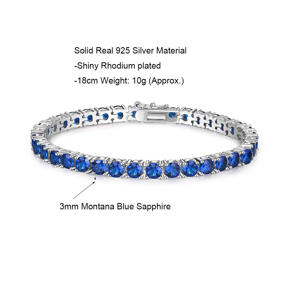 男性と女性のための純粋な925シルバーテニスブレスレット,3 - Tennis Bracelet Cubic のレビューと価格