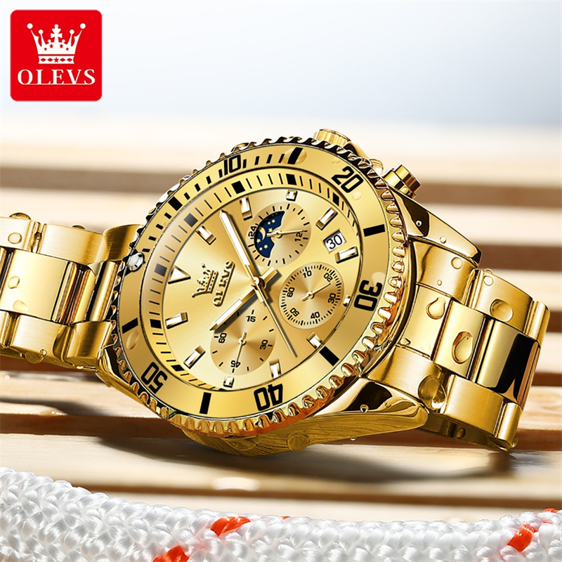 Olevs-高級メンズウォッチ,ミリタリー腕時計,ゴールド, - Jewelry Inspired Watches のレビューと価格