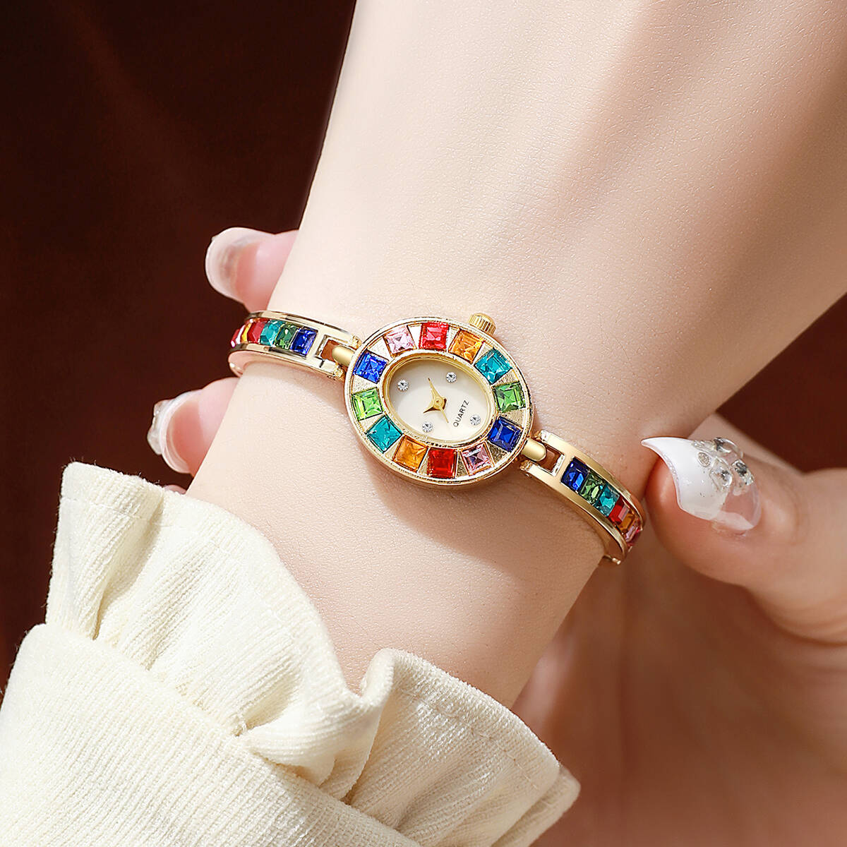 2 ピース/セット高級ラインストーン女性用腕時計ファッション - Jewelry Watches For Women のレビューと価格