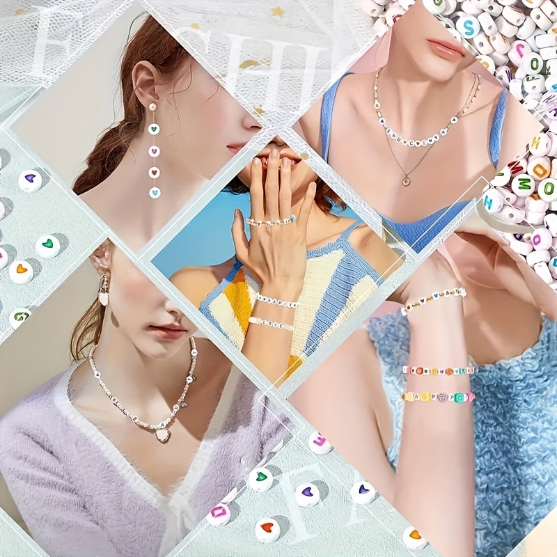1300個の4x7ラウンドアクリル文字ビーズ、ハート型ビーズ - Fine Jewelry & Watches Photos のレビューと価格