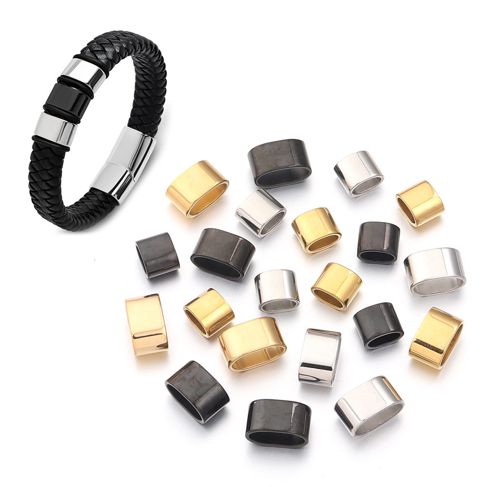 6個のフラットステンレス鋼チューブスライダービーズポジション - Charm Bracelet Beads のレビューと価格