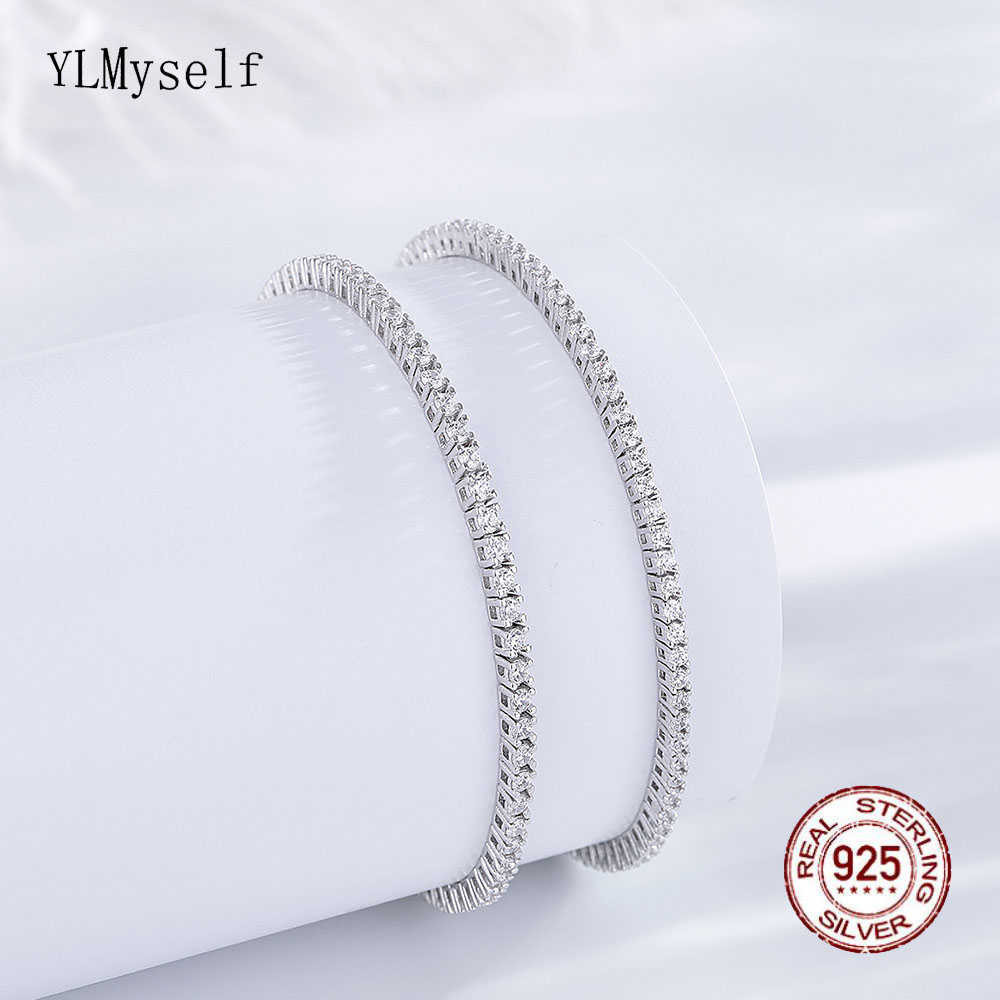 女性用テニスブレスレット,ピュア925シルバー,キュービック - Tennis Bracelet Cubic のレビューと価格