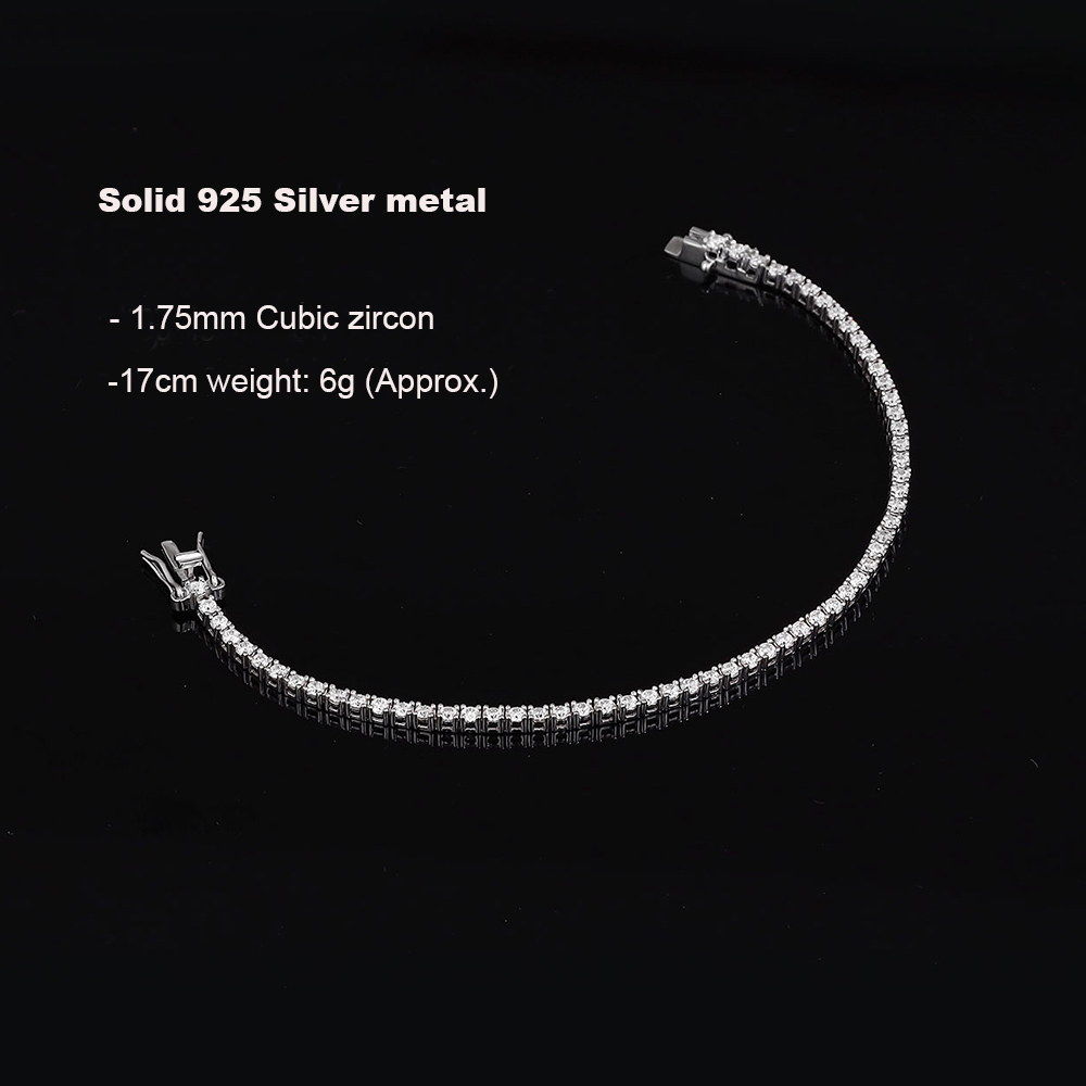 女性用テニスブレスレット,ピュア925シルバー,キュービック - Tennis Bracelet Cubic のレビューと価格
