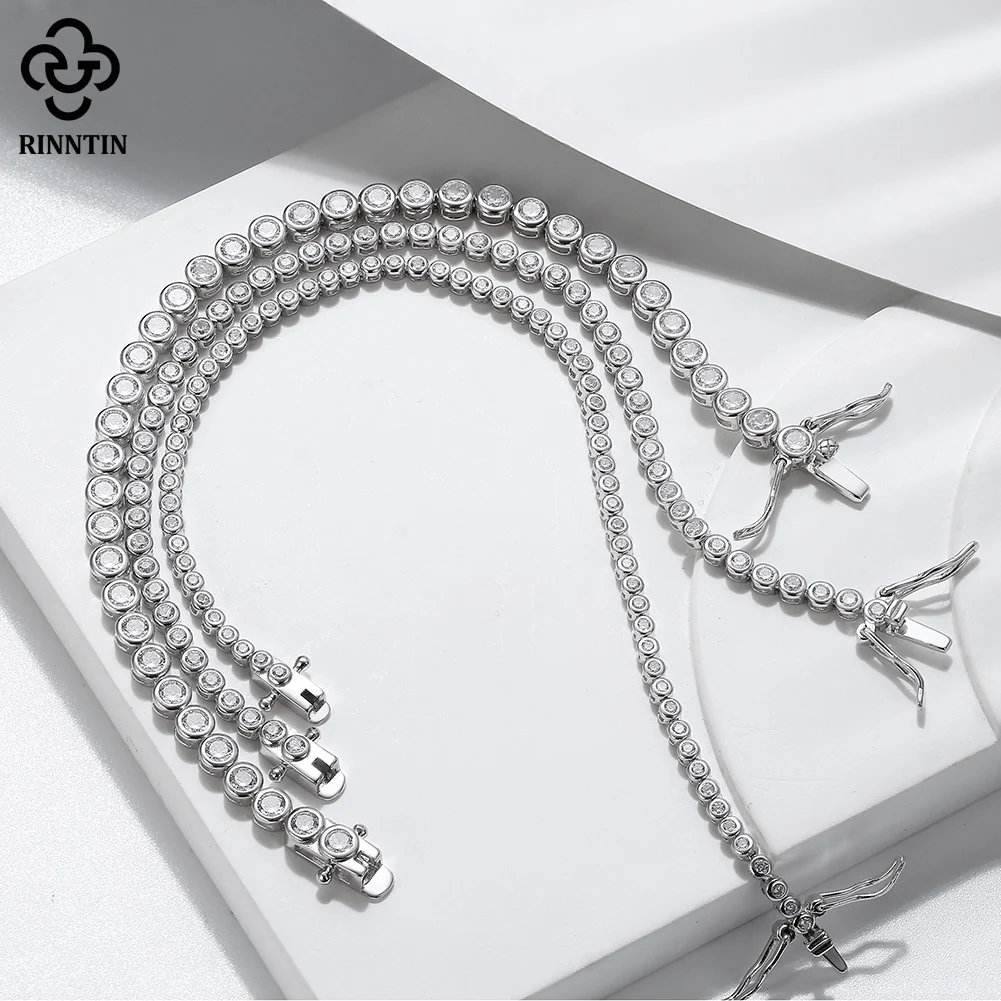 Rinntin 光沢のあるテニスブレスレット 925 スター - Tennis Bracelet Cubic のレビューと価格