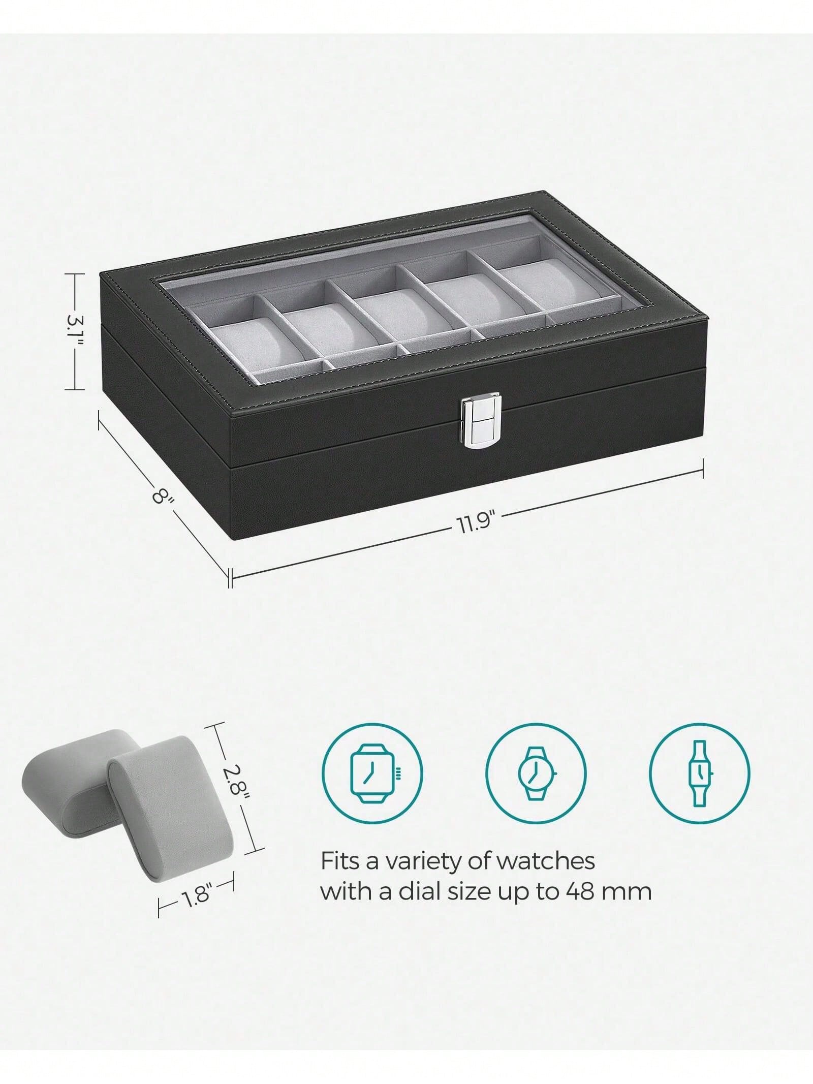 12スロットのロック可能な時計ボックス、ガラス蓋と引き出し付 - Jewelry Organizer Watches のレビューと価格