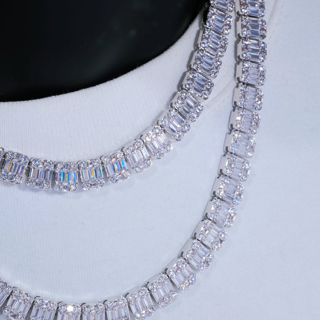 カスタム 8 ミリメートルアイススクエアテニスチェーンホワイ - Tennis Bracelet Cubic のレビューと価格