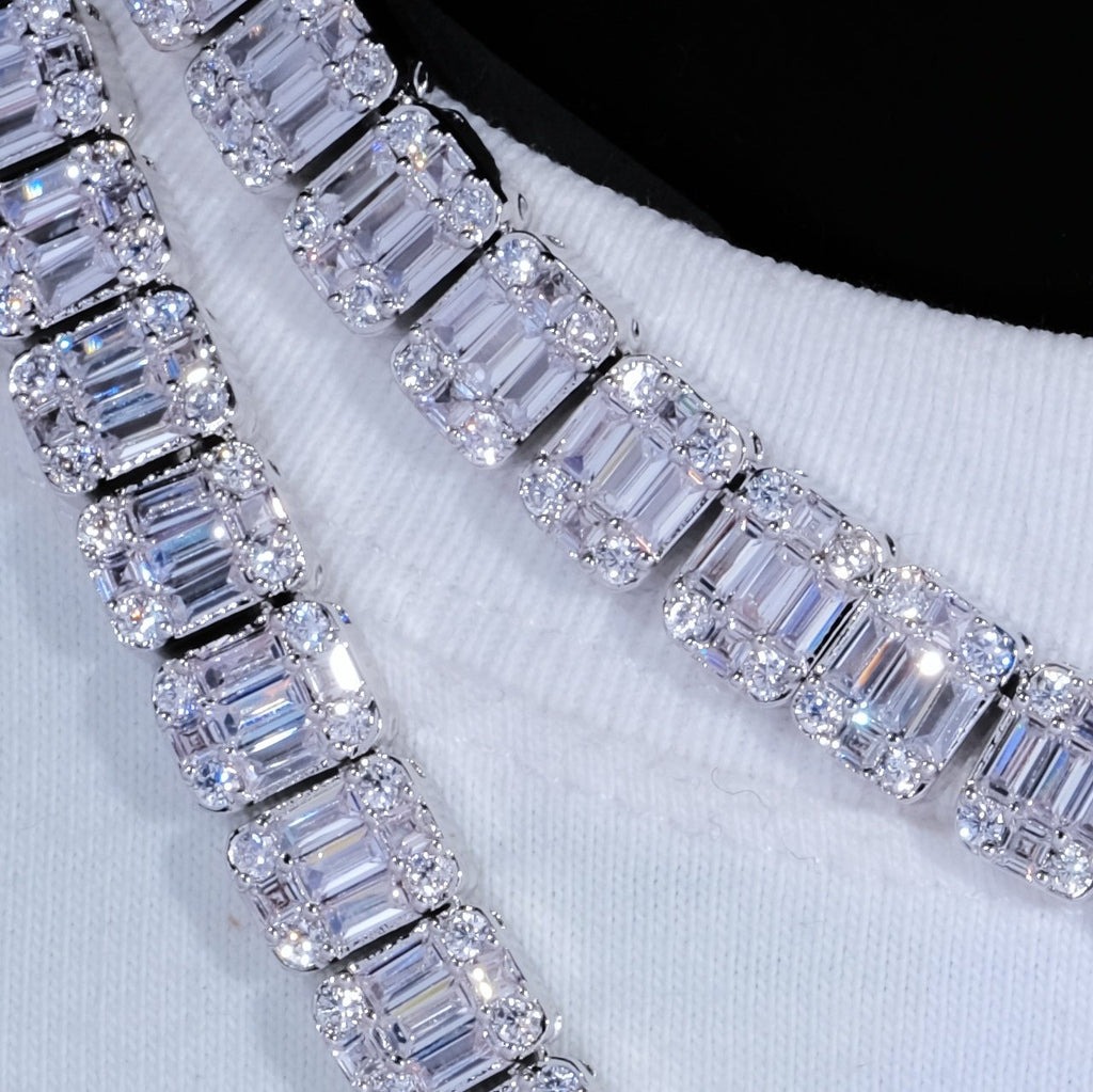 カスタム 8 ミリメートルアイススクエアテニスチェーンホワイ - Tennis Bracelet Cubic のレビューと価格