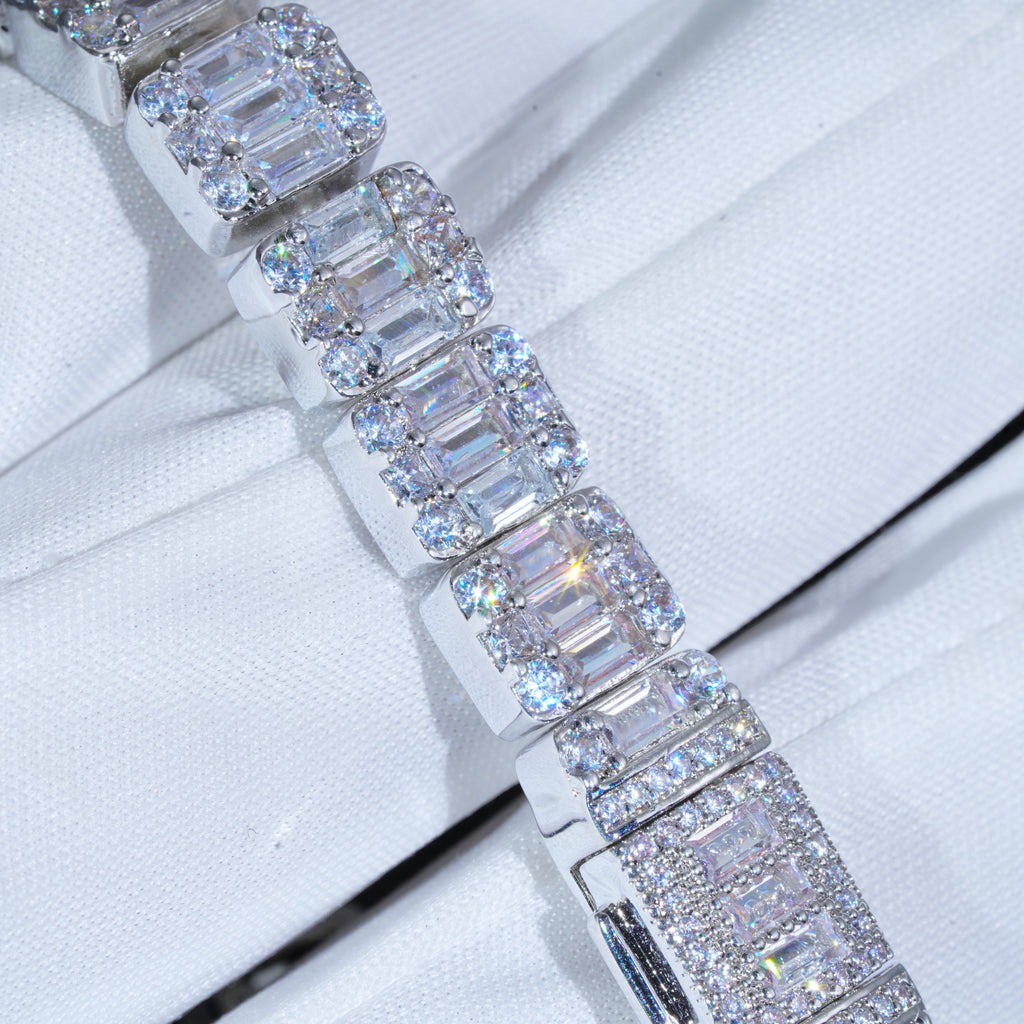 カスタム 8 ミリメートルアイススクエアテニスチェーンホワイ - Tennis Bracelet Cubic のレビューと価格