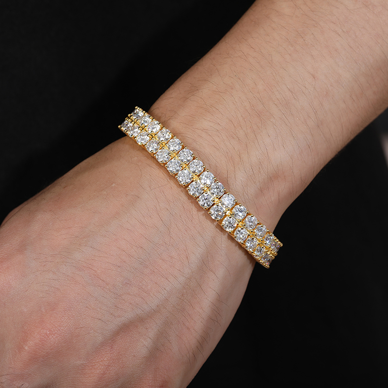 TUHE ユニセックス アイスアウト モアサナイト ダブルロ - Tennis Bracelet Cubic のレビューと価格