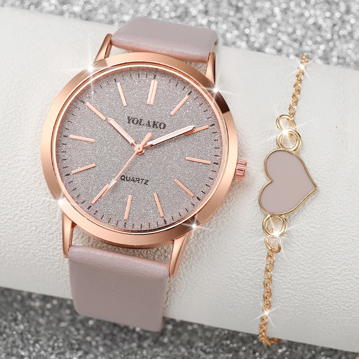 2 ピース/セットファッション女性用腕時計カジュアルレザース - Jewelry Watches For Women のレビューと価格