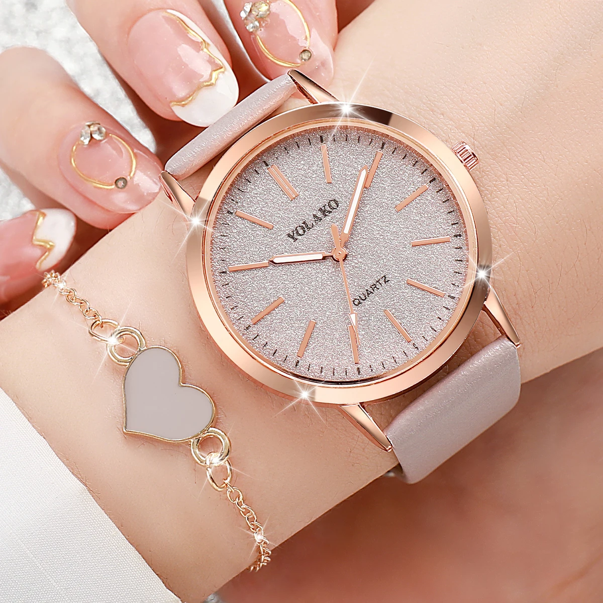 2 ピース/セットファッション女性用腕時計カジュアルレザース - Jewelry Watches For Women のレビューと価格