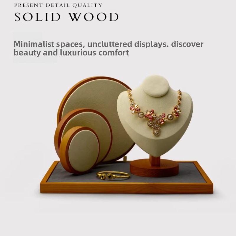 無垢材ジュエリートレイ、時計や指輪用、円形ベルベット裏地付き - Jewelry And Watches Stores のレビューと価格