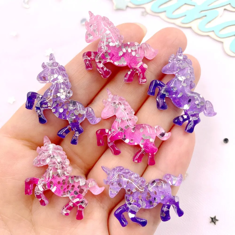6 個カラフルな樹脂グリッター 3D ユニコーン馬ヒラタライ - Paradise Jewelry & Watches Llc Miami Photos のレビューと価格