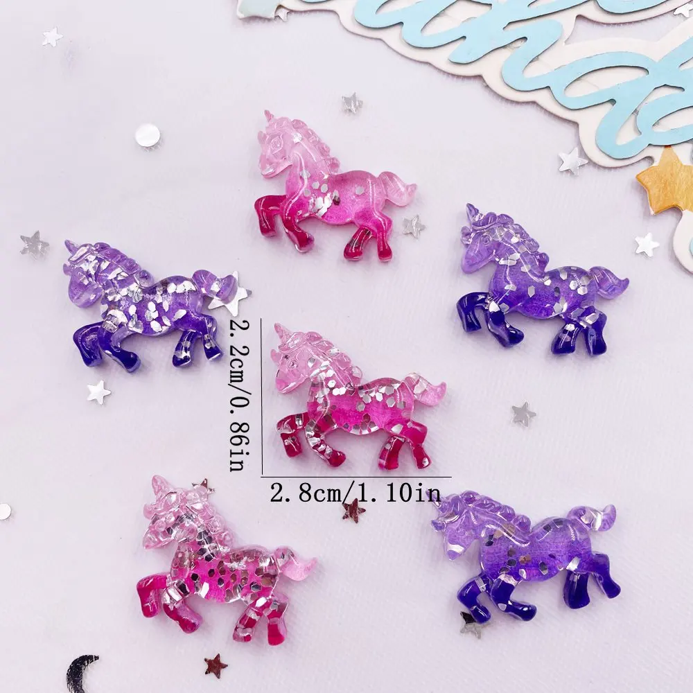 6 個カラフルな樹脂グリッター 3D ユニコーン馬ヒラタライ - Paradise Jewelry & Watches Llc Miami Photos のレビューと価格