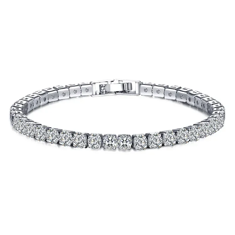 女性用ヒップホップテニスブレスレット,925スターリングシル - Tennis Bracelet Cubic のレビューと価格