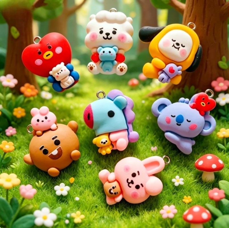 7 個 BT21 樹脂漫画チャーム DIY アクセサリークラ - Charm Bracelet Beads のレビューと価格
