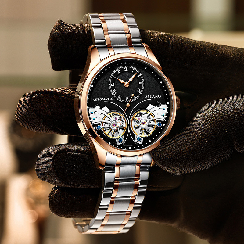 AILANG 真新しいファッションダブルトゥールビヨン腕時計 - Jewelry Inspired Watches のレビューと価格