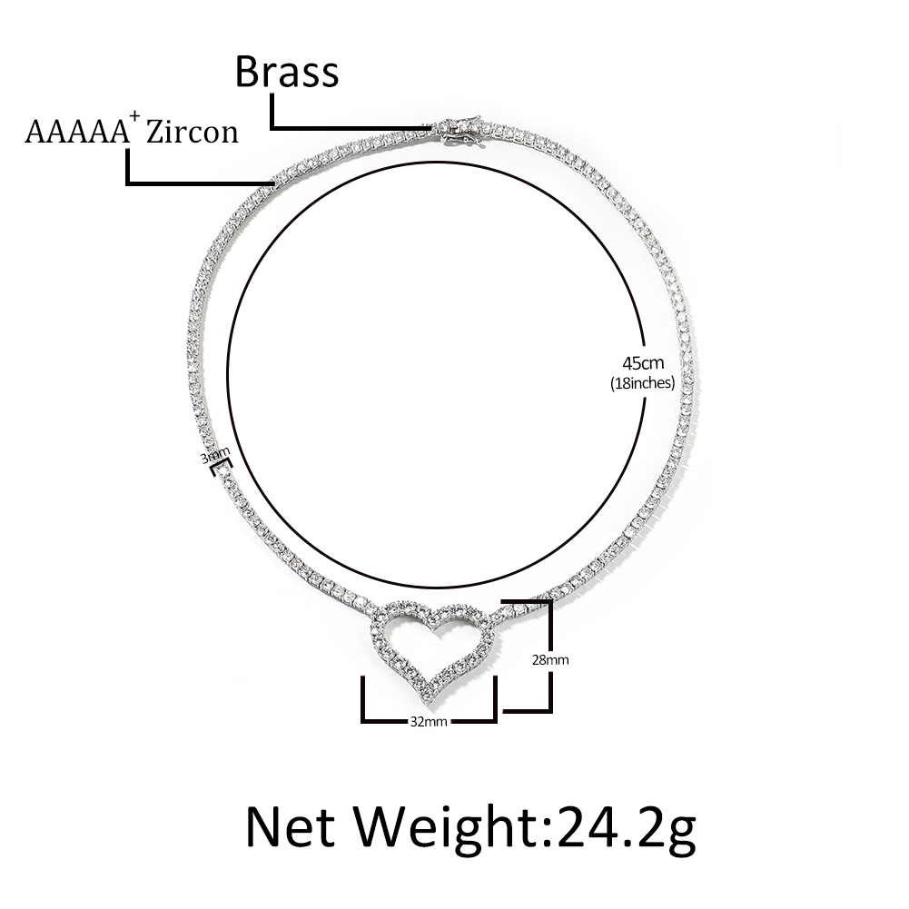 Uwin 3mm テニスチェーン、素敵な中空ハートネックレス - Tennis Bracelet Cubic のレビューと価格
