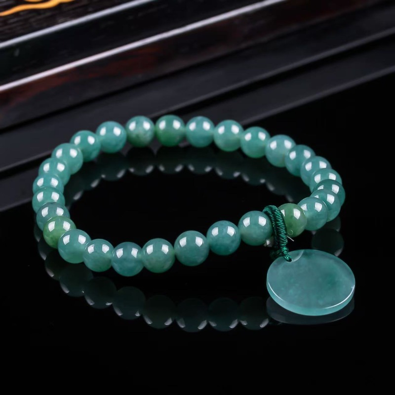 天然翡翠ブルーウォーターナッシングプレートビーズ手編みブレス - Charm Bracelet Beads のレビューと価格
