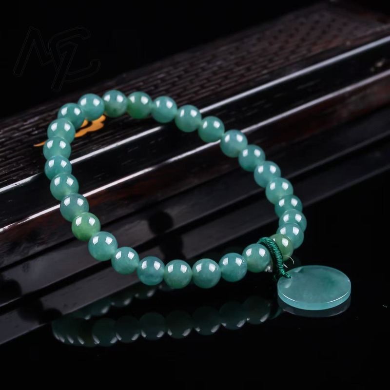 天然翡翠ブルーウォーターナッシングプレートビーズ手編みブレス - Charm Bracelet Beads のレビューと価格