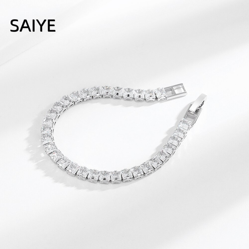 925スターリングシルバーテニスブレスレット、輝くキュービッ - Tennis Bracelet Cubic のレビューと価格