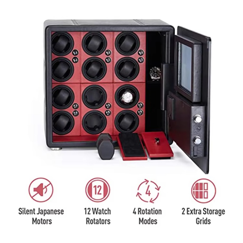 高級12自動巻き上げ機付きジュエリー収納デジタル指紋認証ウォ - Automatic Watch Winder のレビューと価格