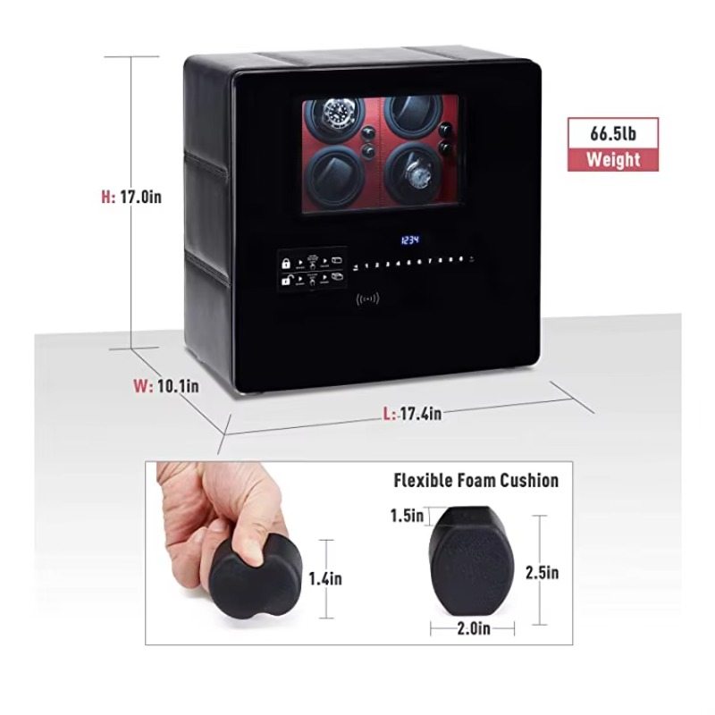 高級12自動巻き上げ機付きジュエリー収納デジタル指紋認証ウォ - Automatic Watch Winder のレビューと価格