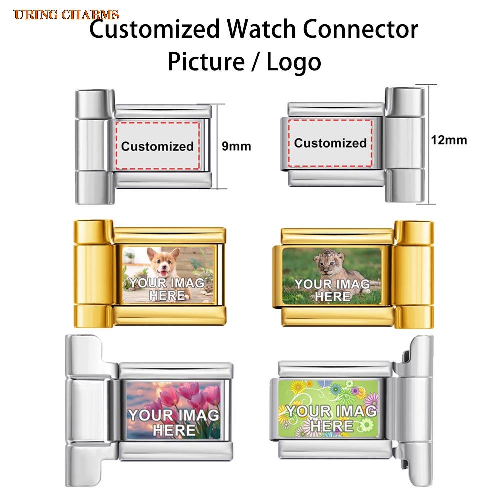 1ペアの写真ロゴ入りカスタムウォッチストラップコネクター、9 - Jewelry Watches For Women のレビューと価格