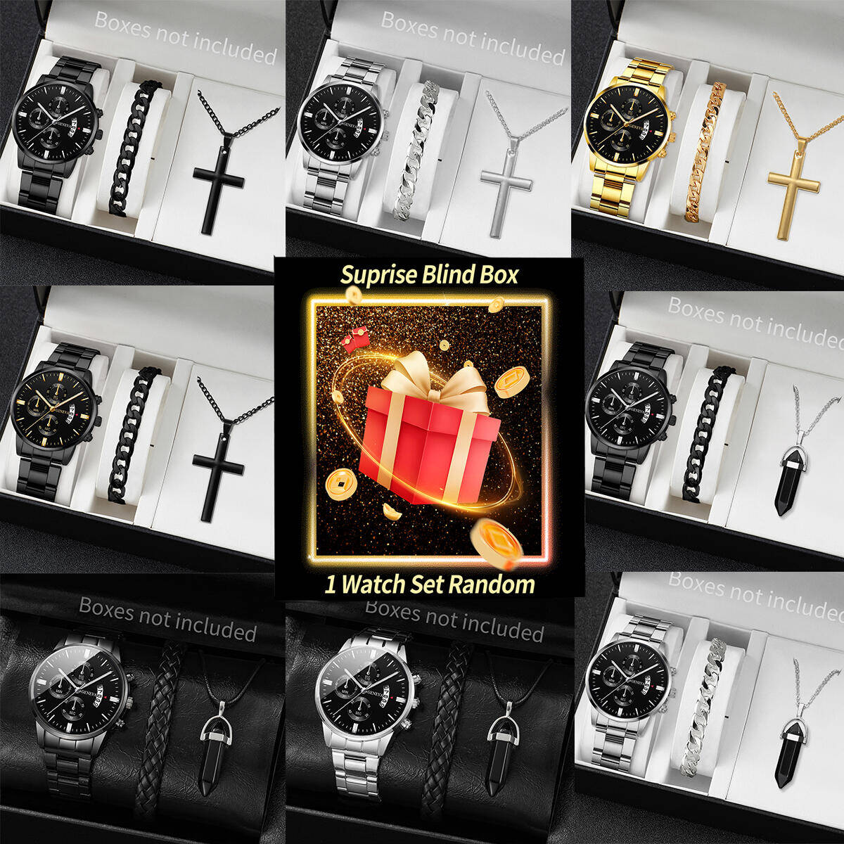 サプライズミステリーウォッチブラインドボックス-3個/セット - Jewelry With Watches のレビューと価格