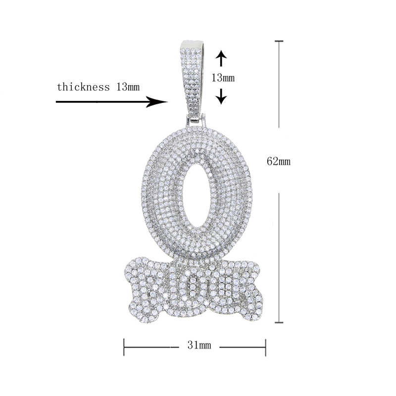 アイスアウトレターOブロックペンダント ブリンブリン キュー - Tennis Bracelet Cubic のレビューと価格